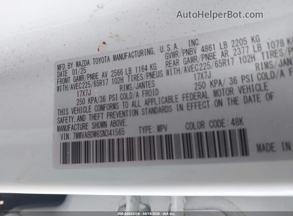 7MMVABDM6SN341565 2025 MAZDA CX-5 White Engine compartment view