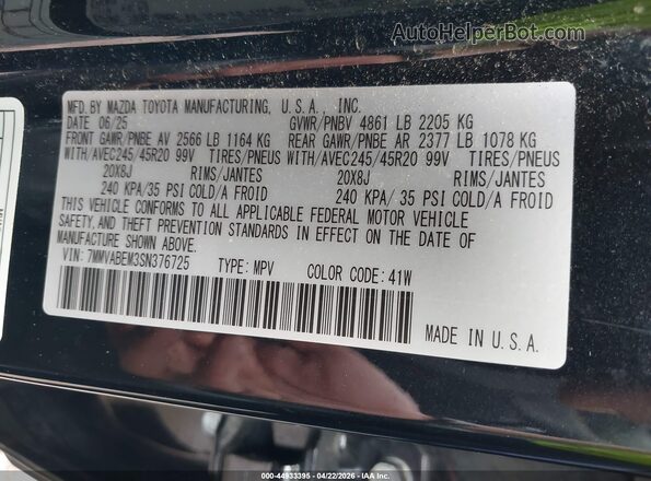 7MMVABEM3SN376725 2025 MAZDA CX-5 Black Widok komory silnika