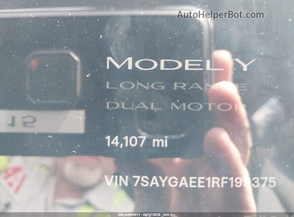 7SAYGAEE1RF199375 2024 TESLA MODEL Y Серый 
