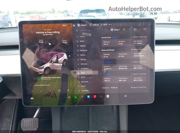 7SAYGAEE6NF388775 2022 TESLA MODEL Y White Հետևի նստատեղերի տեսք