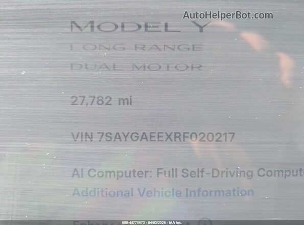 7SAYGAEEXRF020217 2024 TESLA MODEL Y Gray 
