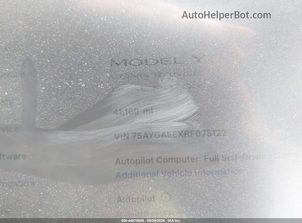 7SAYGAEEXRF075122 2024 TESLA MODEL Y Серый Вид задних сидений