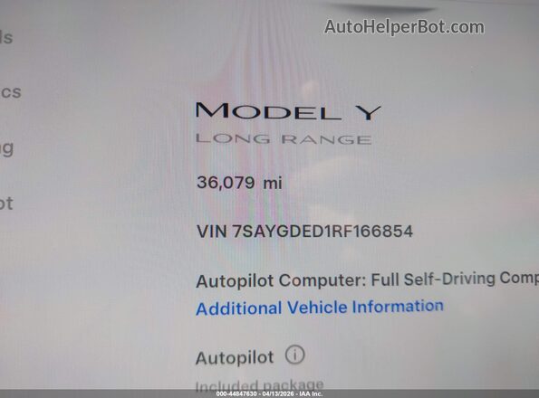7SAYGDED1RF166854 2024 TESLA MODEL Y Белый 