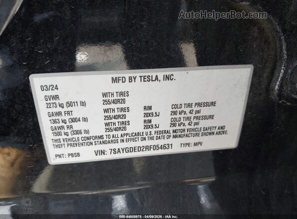 7SAYGDED2RF054631 2024 TESLA MODEL Y Black Շարժիչի բաժամունքի տեսք