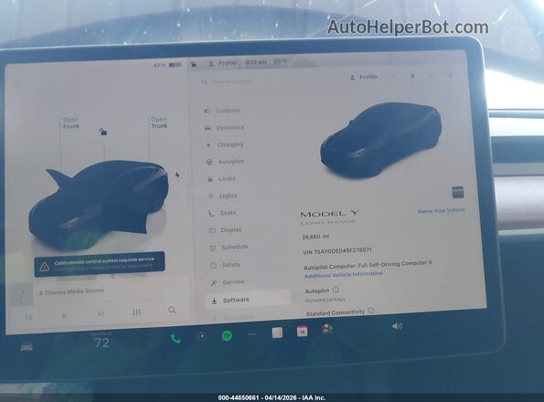 7SAYGDED4SF278571 2025 TESLA MODEL Y Черный Вид задних сидений