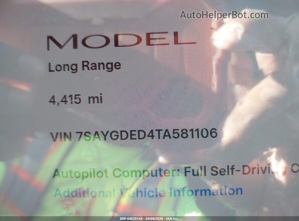 7SAYGDED4TA581106 2026 TESLA MODEL Y Black 