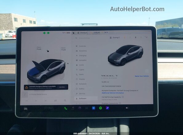 7SAYGDED6SF319914 2025 TESLA MODEL Y Серый 