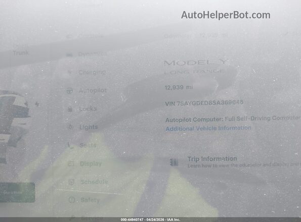 7SAYGDED8SA369646 2025 TESLA MODEL Y Gray უკანა სავარძლების ხედი