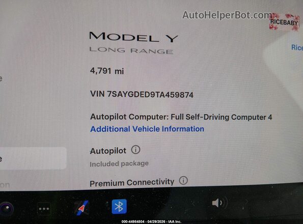 7SAYGDED9TA459874 2026 TESLA MODEL Y Gray 