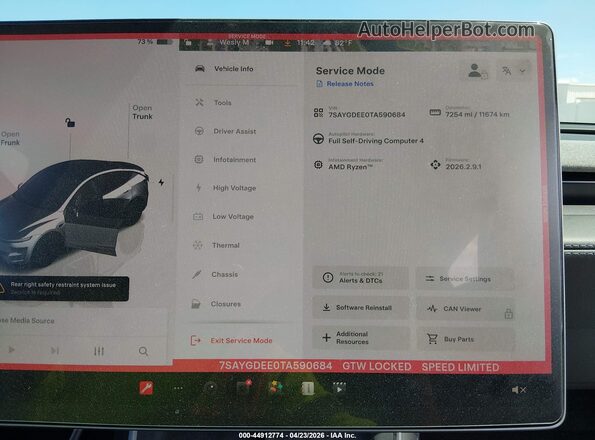 7SAYGDEE0TA590684 2026 TESLA MODEL Y Black Rear seats view
