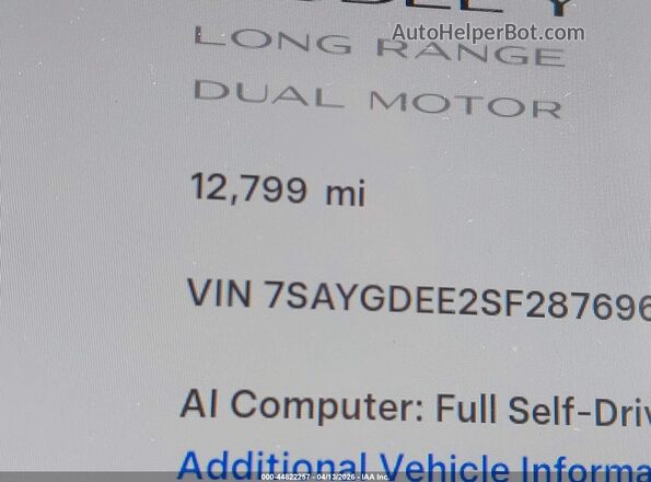 7SAYGDEE2SF287696 2025 TESLA MODEL Y Красный 