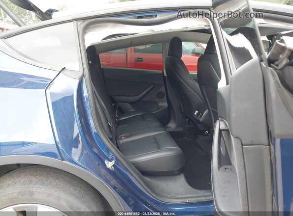 7SAYGDEE3NF384927 2022 TESLA MODEL Y Blue Vista de la etiqueta del VIN