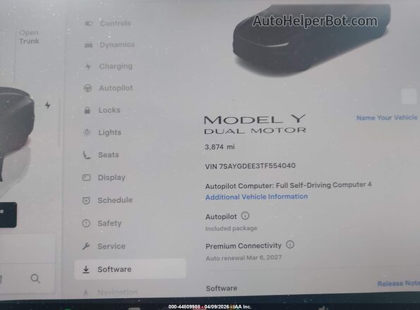 7SAYGDEE3TF554040 2026 TESLA MODEL Y Черный Вид задних сидений