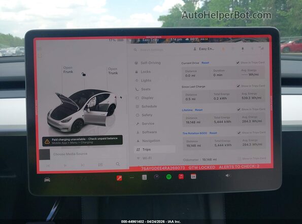 7SAYGDEE4RA268073 2024 TESLA MODEL Y Белый Вид задних сидений