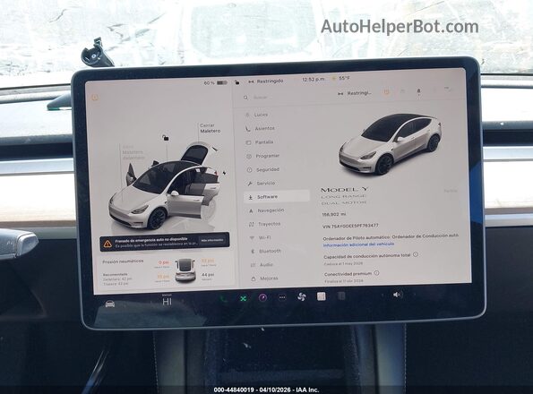 7SAYGDEE5PF763477 2023 TESLA MODEL Y White Widok tylnych siedzeń