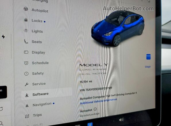 7SAYGDEE6SF257911 2025 TESLA MODEL Blue Вид щитка приладів
