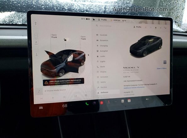 7SAYGDEE6TF354267 2026 TESLA MODEL Charcoal ხელსაწყოთა პანელის ხედი