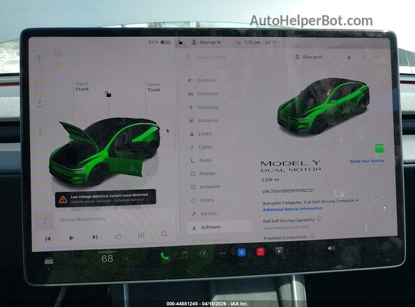 7SAYGDEE6TF552721 2026 TESLA MODEL Y Серый Вид задних сидений