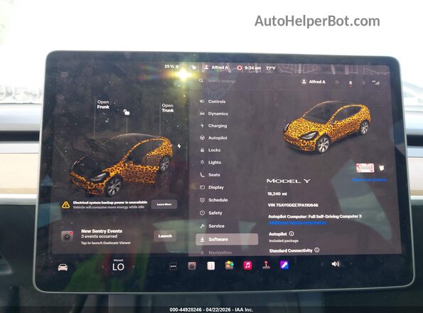 7SAYGDEE7PA110646 2023 TESLA MODEL Y Серый Вид задних сидений
