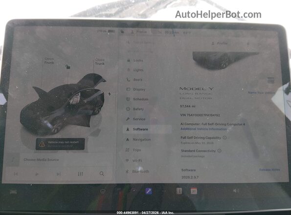 7SAYGDEE7PA194192 2023 TESLA MODEL Y Gray Вид задніх сидінь