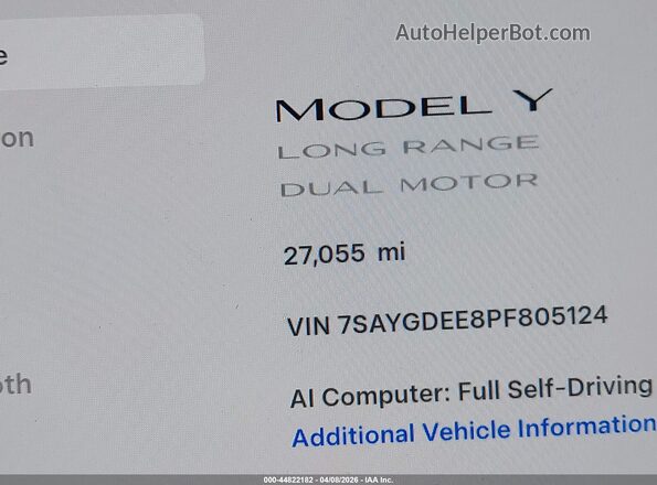 7SAYGDEE8PF805124 2023 TESLA MODEL Y White 