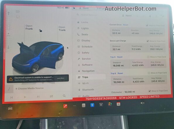 7SAYGDEE8TA390068 2026 TESLA MODEL Blue Vista del cuadro de instrumentos