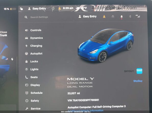 7SAYGDEE9PF766981 2023 TESLA MODEL Y Dark Blue Vista interior de 360 grados