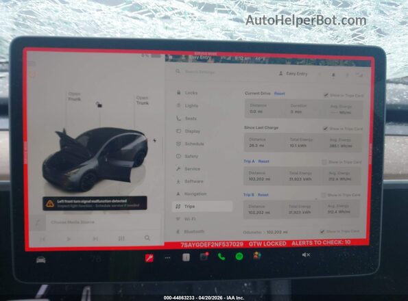 7SAYGDEF2NF537029 2022 TESLA MODEL Y Серый Вид задних сидений