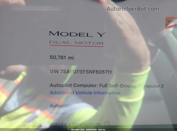 7SAYGDEF5NF505711 2022 TESLA MODEL Y Синий Вид щитка приборов
