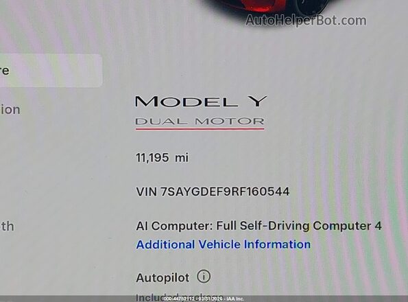 7SAYGDEF9RF160544 2024 TESLA MODEL Y Красный 