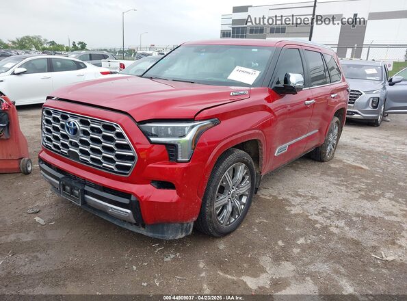 7SVAAABA3RX021867 2024 TOYOTA SEQUOIA Red წინა მარცხენა ხედი სამი მეოთხედიდან