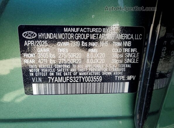 7YAMUFS32TY003559 2026 HYUNDAI IONIQ Green Սալոնի 360 աստիճան տեսք