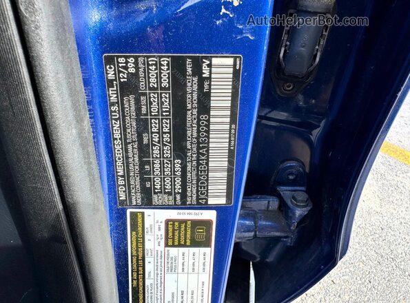 4JGED6EB4KA139998 2019 MERCEDES-BENZ GLE-CLASS Синий 