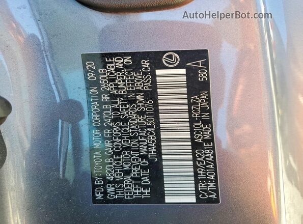 JTHAA5BC4L5011076 2020 LEXUS RC Gray Vista interior de 360 grados