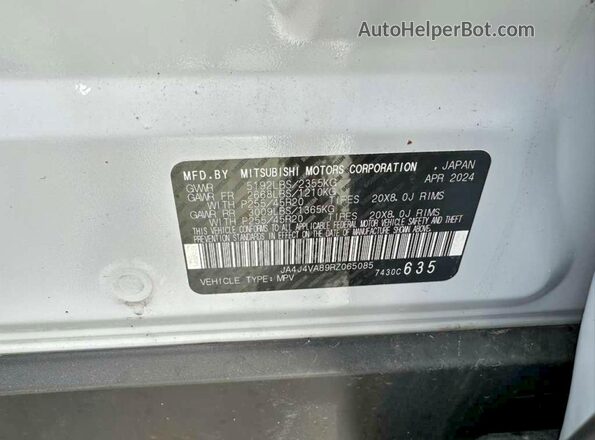 JA4J4VA89RZ065085 2024 MITSUBISHI OUTLANDER White 