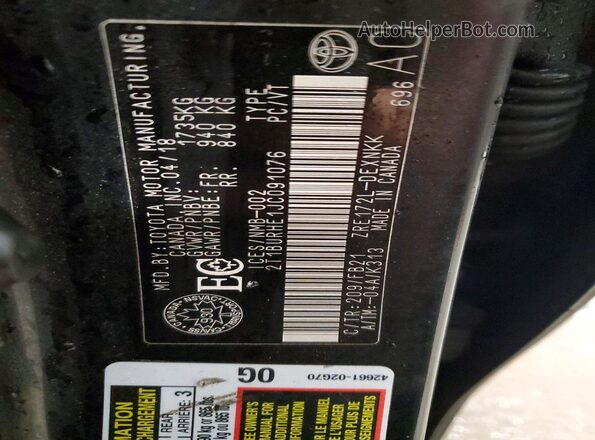 2T1BURHE1JC091076 2018 TOYOTA LL Black Widok komory silnika