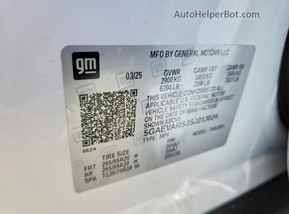 5GAEVARS3SJ213024 2025 BUICK ENCLAVE White Սալոնի 360 աստիճան տեսք