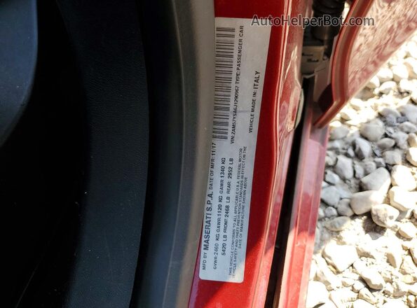 ZAM57YSA6J1290967 2018 MASERATI ALL OTHER Maroon VIN კოდის სტიკერის ხედი