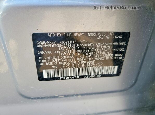 JF2SJGTC9HH425302 2017 SUBARU FORESTER2. Silver 