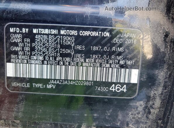 JA4AZ3A34HZ029801 2017 MITSUBISHI OUTLANDER Black 