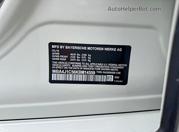 WBA4J1C56KBM14559 2019 BMW 7 SERIES White 