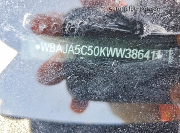 WBAJA5C50KWW38641 2019 BMW 5 SERIES Blue VIN sticker view