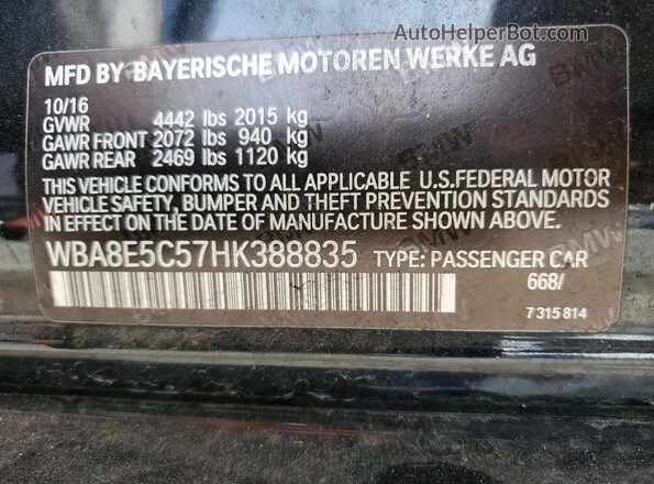 WBA8E5C57HK388835 2017 BMW 7 SERIES Черный Вид наклейки с VIN-кодом
