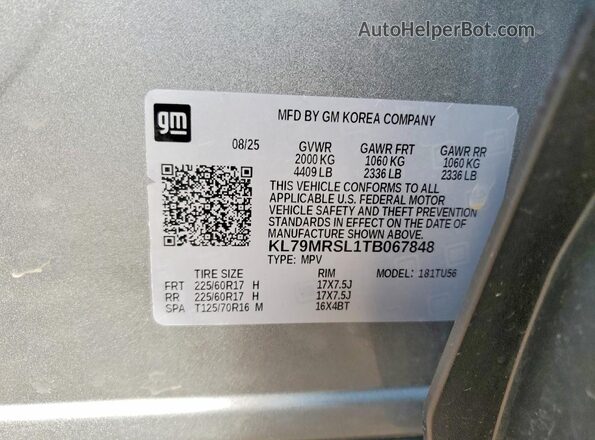 KL79MRSL1TB067848 2026 CHEVROLET TRAILBLAZER Gray 