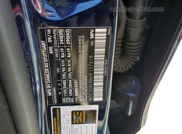 WDC0J4KB6HF157618 2017 MERCEDES-BENZ GLC-CLASS Blue Вид наклейки з VIN-кодом