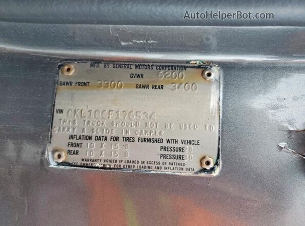 CKL186F176534 1976 CHEVROLET BLAZER Charcoal VIN sticker view