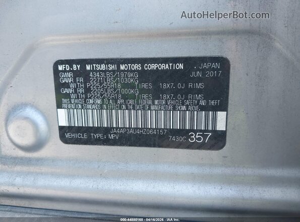 JA4AP3AU4HZ064157 2017 MITSUBISHI OUTLANDER SPORT Silver 