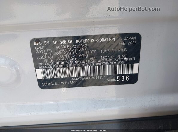 JA4ATVAA6PZ044357 2023 MITSUBISHI ECLIPSE CROSS White ძრავის განყოფილების ხედი