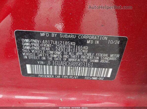 JF1GUABC6R8903161 2024 SUBARU IMPREZA Красный Вид подкапотного пространства