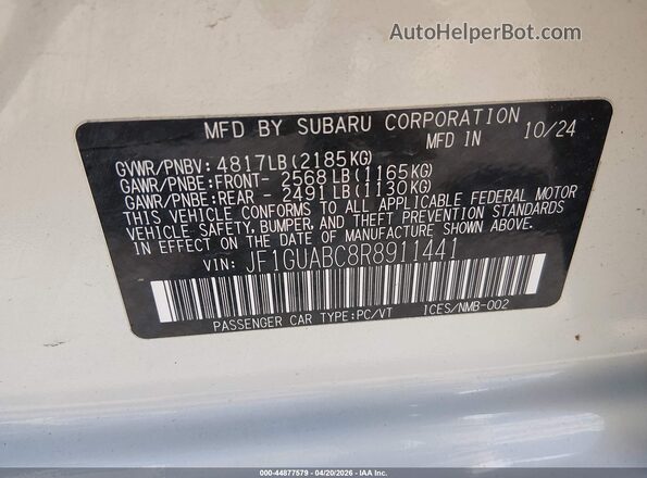 JF1GUABC8R8911441 2024 SUBARU IMPREZA White 